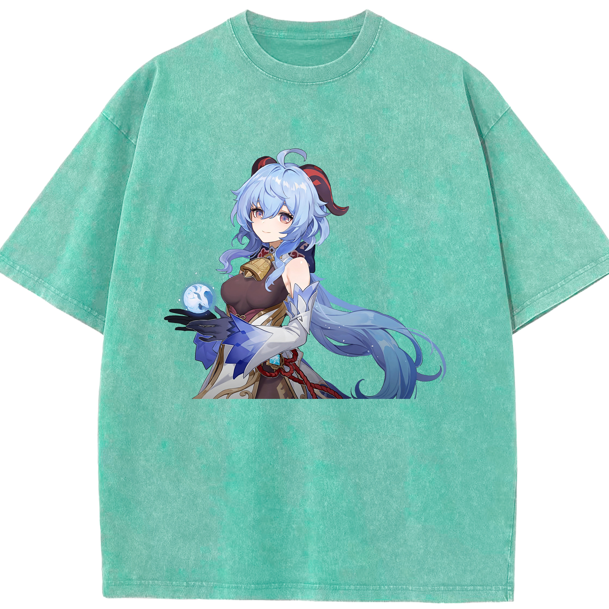 げんし神 甘雨 かんう genshin Ganyu 綿100% ヴィンテージ風 半袖Tシャツ（フロントプリント）